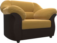 Кресло мягкое Лига Диванов Карнелла / 109593 (микровельвет желтый/экокожа коричневый) - 