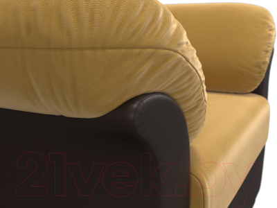 Кресло мягкое Лига Диванов Карнелла / 109593 (микровельвет желтый/экокожа коричневый)