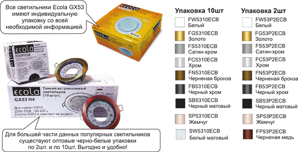 Точечный светильник Ecola GX53 FS53P2ECB (2шт)