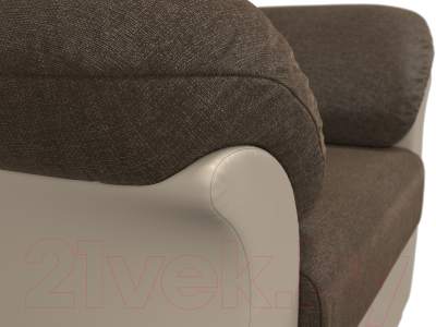 Кресло мягкое Лига Диванов Карнелла / 109597 (рогожка коричневый/экокожа бежевый)
