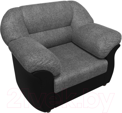 Кресло мягкое Лига Диванов Карнелла / 109598 (рогожка серый/экокожа черный)
