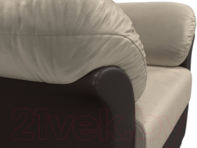Кресло мягкое Лига Диванов Карнелла / 112259 (микровельвет бежевый/экокожа коричневый)