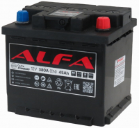 Автомобильный аккумулятор ALFA battery Battery Standart R+ 380A / 6CT-45R (45 А/ч) - 