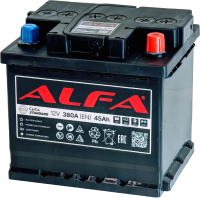 Автомобильный аккумулятор ALFA battery Battery Standart R+ 380A / 6CT-45R (45 А/ч) - 