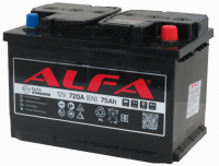 Автомобильный аккумулятор ALFA battery Battery Standart R+ 720A / 6CT-75R (75 А/ч) - 