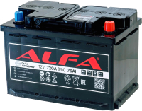 Автомобильный аккумулятор ALFA battery Battery Standart R+ 720A / 6CT-75R (75 А/ч) - 