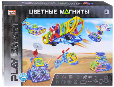 Конструктор магнитный Play Smart Цветные магниты / 2429 (54эл)