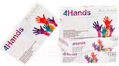 Перчатки одноразовые 4Hands Неопудренные нитриловые (XS, 300шт)