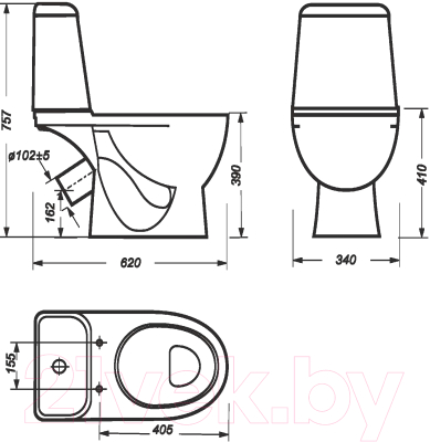Унитаз напольный Sanita Luxe Max Comfort WC.CC/Max/2-DM/WHT.G/S1 (с сиденьем)
