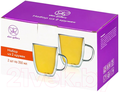 Набор кружек Elan Gallery Crystal Glass / 360165 (золото)