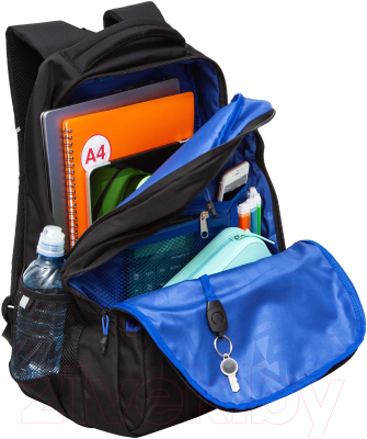 Школьный рюкзак Grizzly RU-430-7 (черный/синий)