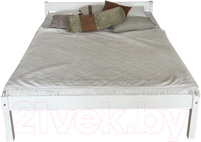 Полуторная кровать Dyatel Навия 140x200 с настилом / HF-BS-061-WH (белый)