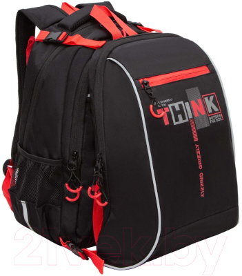 Школьный рюкзак Grizzly RB-458-1 (черный/красный)
