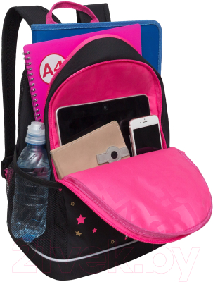 Школьный рюкзак Grizzly RG-463-1 (черный/розовый)