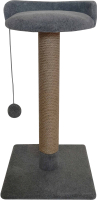 Лежанка-когтеточка Kogtik Ивона столбик с площадкой и бортиком / исд (серый/джут) - 