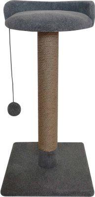 Лежанка-когтеточка Kogtik Ивона столбик с площадкой и бортиком / исд (серый/джут)