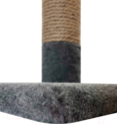 Лежанка-когтеточка Kogtik Ивона столбик с площадкой и бортиком / исд (серый/джут)