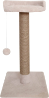 Лежанка-когтеточка Kogtik Ивона столбик с площадкой и бортиком / ибд (джут бежевый) - 