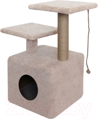 Комплекс для кошек Kogtik Ферро с лежанкой / БежКД m (джут бежевый/кучерявый)