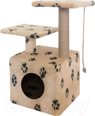 Комплекс для кошек Kogtik Ферро с лежанкой / БЛД m (джут бежевый/лапки)