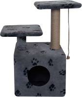 Комплекс для кошек Kogtik Ферро с лежанкой / СЛД m (серый/лапки/джут) - 