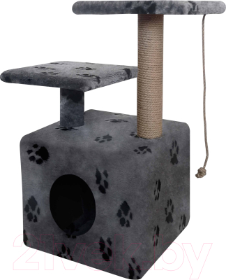 Комплекс для кошек Kogtik Ферро с лежанкой / СЛД m (джут серый/лапки)