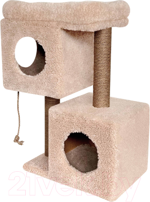 Комплекс для кошек Kogtik Пентхаус / БежКД m (бежевый кучерявый/джут)