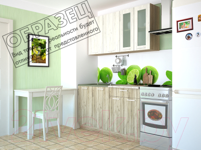 Готовая кухня Интерлиния Мила Лайт 1.2 (белый платинум/бетон/бискайская сосна) - Фото в интерьере 
