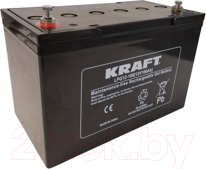 Аккумулятор лодочный KrafT C20 L тяговый / LPG12-100