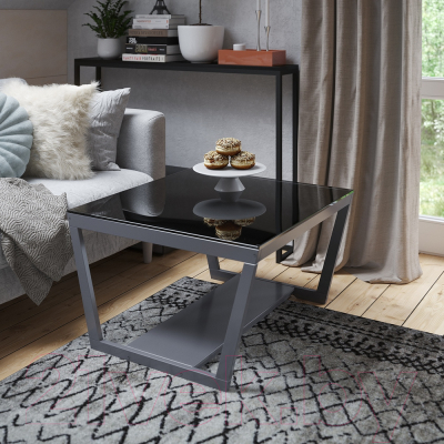 Журнальный столик Мебелик BeautyStyle 1 (серый графит/стекло черное)