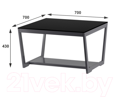Журнальный столик Мебелик BeautyStyle 1 (серый графит/стекло черное)