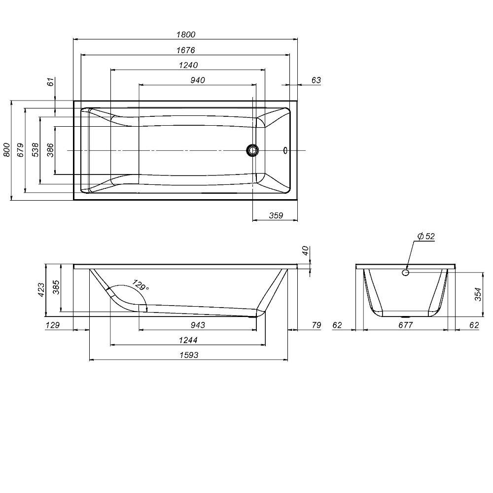 Ванна акриловая AM.PM Gem 180x80 / W93A-180-080W-A