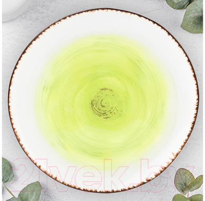 Тарелка закусочная (десертная) Elan Gallery Кантри / 760064 (зеленый)