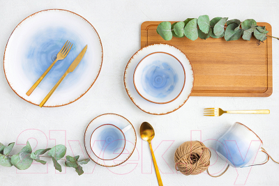 Тарелка закусочная (десертная) Elan Gallery Кантри / 760145 (небесно-голубой)