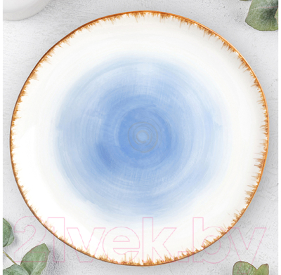 Тарелка столовая обеденная Elan Gallery Кантри / 760146 (небесно-голубой)