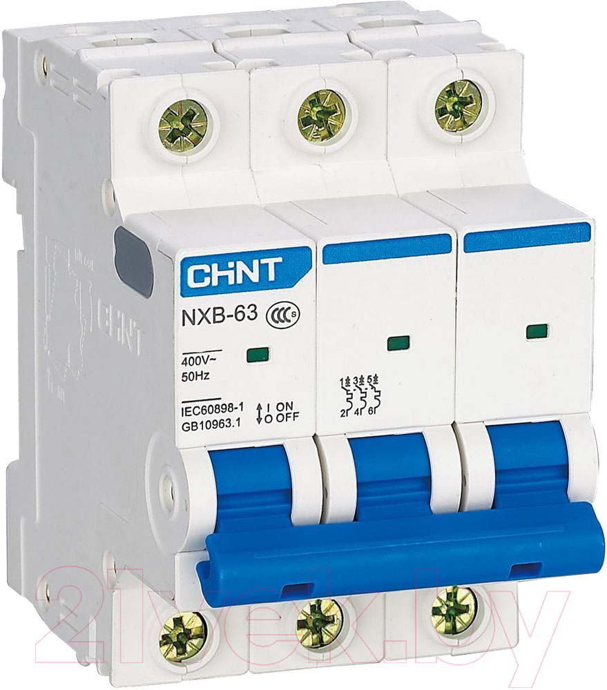 Выключатель автоматический Chint NXB-63S 3P 6А 4.5kA D / 296838