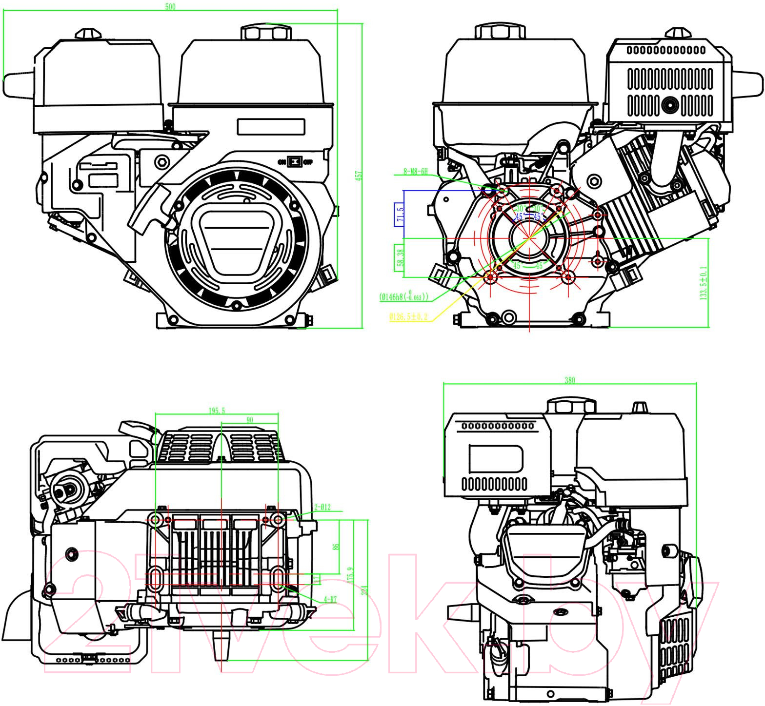 Двигатель бензиновый Lifan KP460E-R D22 18A