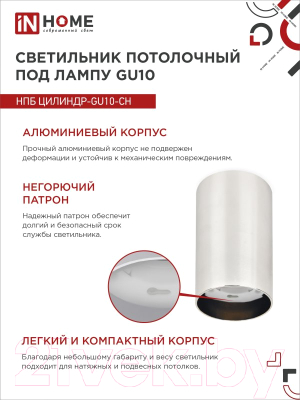 Точечный светильник INhome НПБ Цилиндр-GU10-CH / 4690612046464