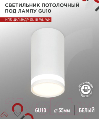 Потолочный светильник INhome НПБ Цилиндр-GU10-WL-WH / 4690612046495