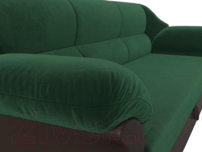 Диван Лига Диванов Карнелла / 105887 (велюр зеленый/экокожа коричневый)