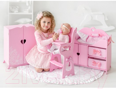 Аксессуар для куклы Leader Toys Diamond Princess Стульчик для кормления / 72119 (розовый)