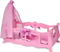 Набор аксессуаров для куклы Leader Toys Diamond Princess Кроватка с пост. бельем и балдахином / 72519 (розовый) - 