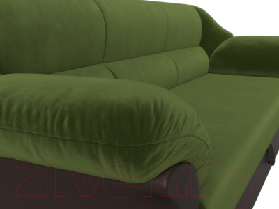 Диван Лига Диванов Карнелла / 109549 (микровельвет зеленый/экокожа коричневый)