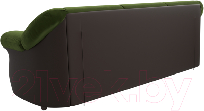 Диван Лига Диванов Карнелла / 109549 (микровельвет зеленый/экокожа коричневый)