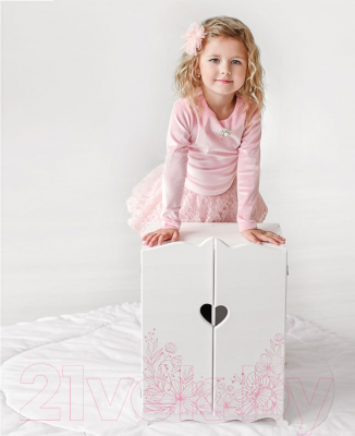 Аксессуар для куклы Leader Toys Diamond Princess Шкаф c дизайнерским цветочным принтом / 71419 (белый)