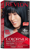 Крем-краска для волос Revlon Professional Colorsilk 12 (130мл, иссиня-черный) - 