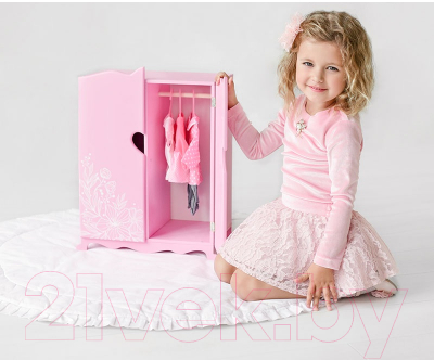 Аксессуар для куклы Leader Toys Diamond Princess Шкаф c дизайнерским цветочным принтом / 72419 (розовый)