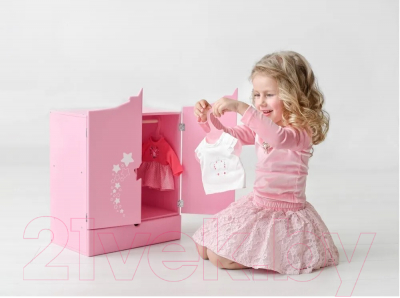 Аксессуар для куклы Leader Toys Diamond Star Шкаф c дизайнерским звездным принтом / 74219 (розовый)