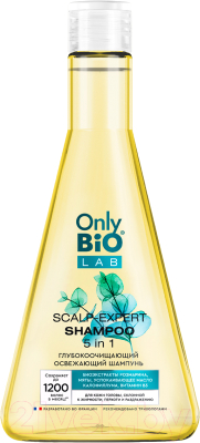 Шампунь для волос Only Bio Lab Scalp-Expert 5 в 1 Глубокоочищающий освежающий (350мл)