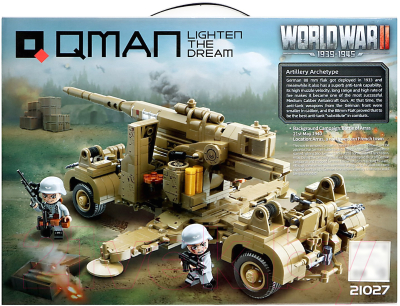 Конструктор Qman Вторая мировая война. Зенитное орудие 21027 / 9672995 (829эл)